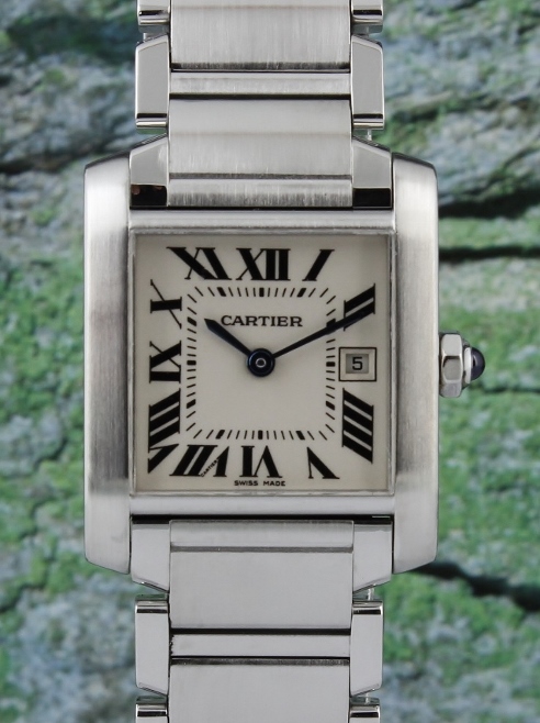 (image for) A CARTIER MID SIZE STAINLESS STEEL TANK FRANCAISE / 2465
